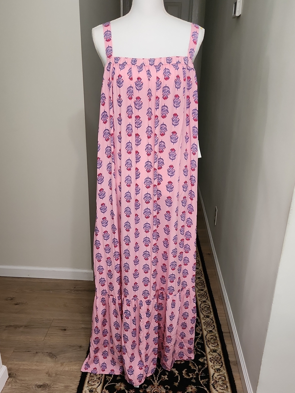 Old Navy Pink Posies Tie Back Cutout Ruffle Maxi Dress Plus Size 3X NWT - Picture 4 of 16